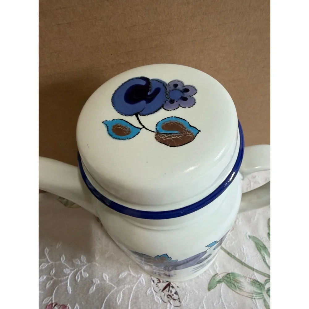 Royal Doulton Lambeth Stoneware Festival Coffee Pot LS1010 Blue Floral Vintage